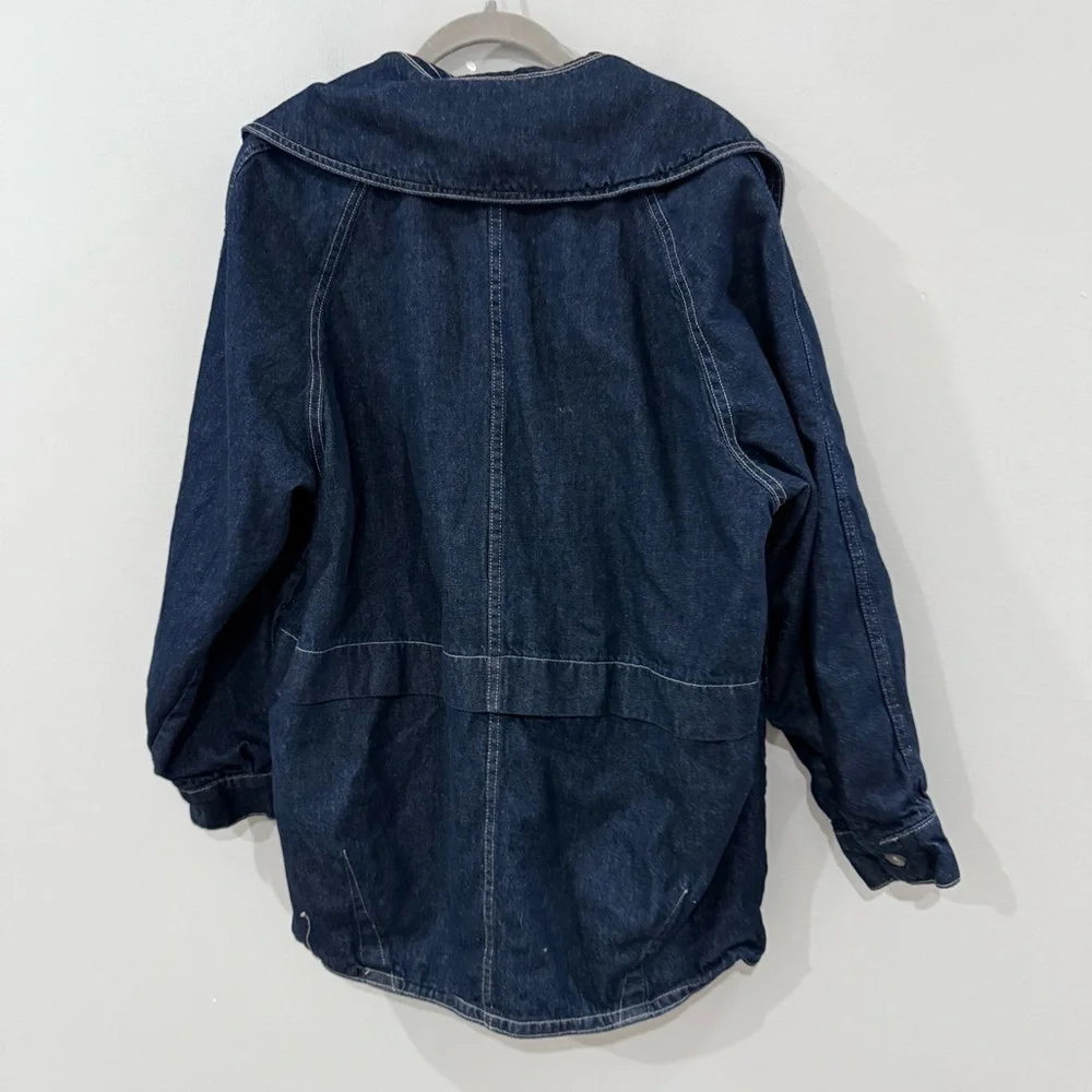 Free People Blazer Denim Car Coat in Rinse Wash
